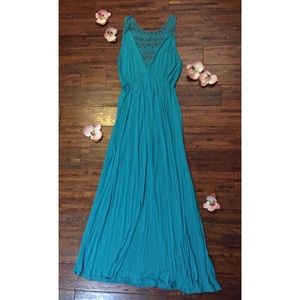 Forever 21 Plus Aqua Crochet-back Maxi Dress